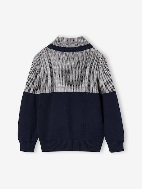 Jongenssweater met sjaalkraag groen+marineblauw - vertbaudet enfant 