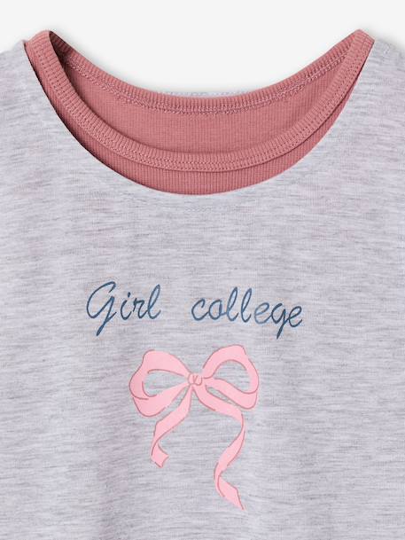 2-in-1 top met sporttop voor meisjes oudroze - vertbaudet enfant 