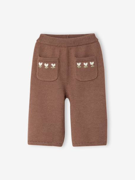 Pantalon bébé fille tricot chocolat - vertbaudet enfant 
