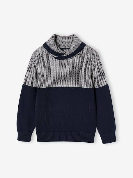 Jongenssweater met sjaalkraag groen+marineblauw - vertbaudet enfant 