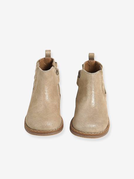 Boots bébé fille cuir zippées jaune d'or+marron+noir - vertbaudet enfant 