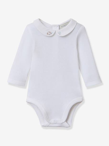 Body manches longues col brodé blanc - vertbaudet enfant 