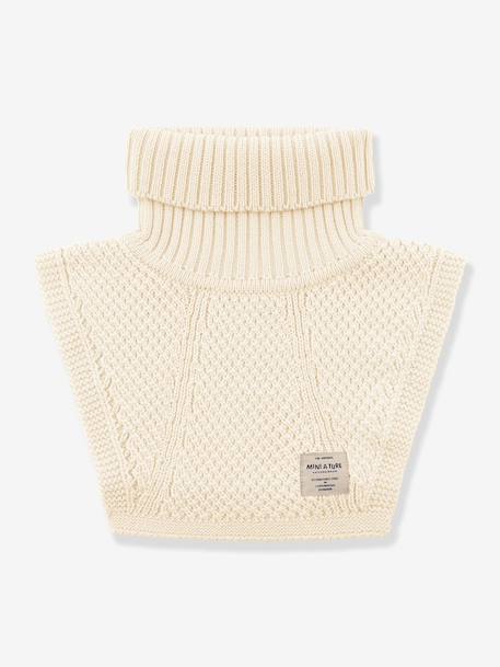 Cache-cou en laine mérinos MATTAYLER enfants MINI A TURE crème+gris - vertbaudet enfant 