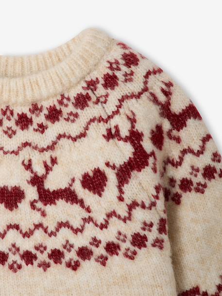 Gebreide kersttrui voor babymeisjes vanille - vertbaudet enfant 