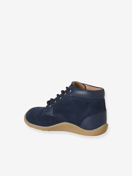 Soepele leren laarsjes voor baby's eerste stapjes blauw+marineblauw+veel blauw - vertbaudet enfant 