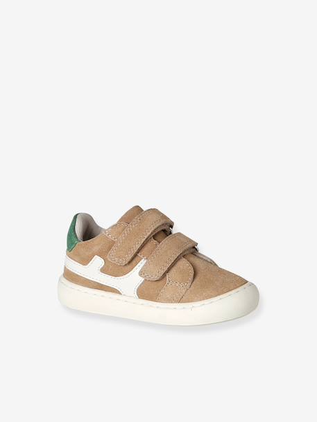 Leren babyschoenen met klittenband zandbeige - vertbaudet enfant 