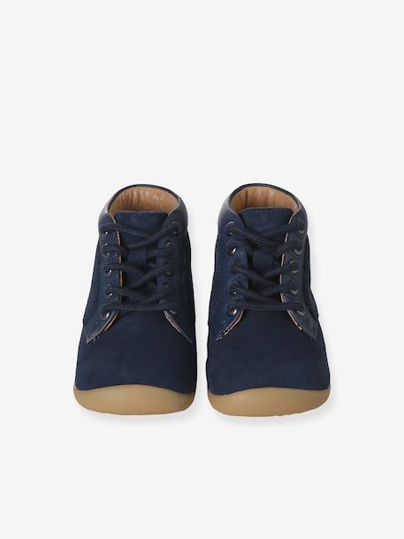 Soepele leren laarsjes voor baby's eerste stapjes blauw+marineblauw+veel blauw - vertbaudet enfant 