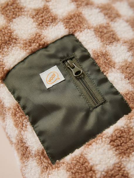 Hondenmantel van fleece beige+bruin, geruit+kaki - vertbaudet enfant 