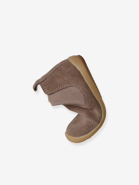 Boots souples en cuir zippées et élastiquées beige+camel+marine - vertbaudet enfant 