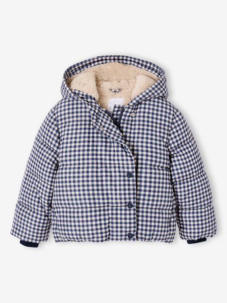 Gewatteerde jas met capuchon meisje blauw+marineblauw - vertbaudet enfant 