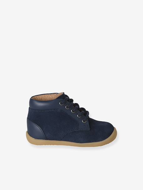 Bottillons lacés cuir souple bébé premiers pas bleu+lot bleu+marine - vertbaudet enfant 
