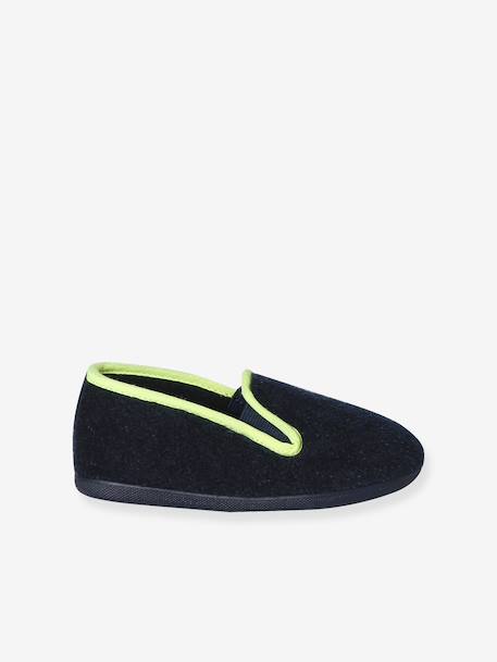 Chaussons velours élastiqués enfant - Fabriqués en France bleu+gris - vertbaudet enfant 