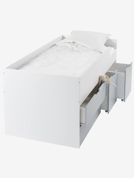 Lit enfant mi-hauteur XL avec rangements LIGNE PASSE-PASSE BLANC - GRIS - vertbaudet enfant 
