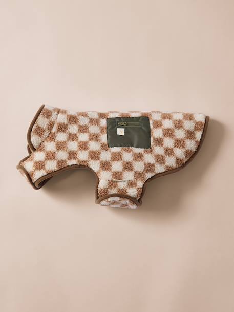 Hondenmantel van fleece beige+bruin, geruit+kaki - vertbaudet enfant 