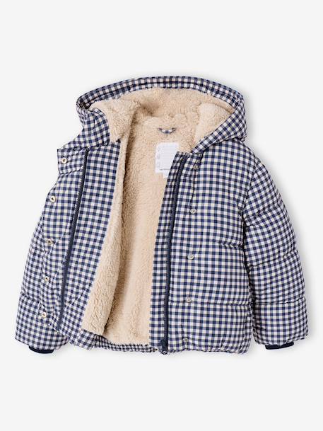 Gewatteerde jas met capuchon meisje blauw+marineblauw - vertbaudet enfant 