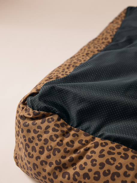 Panier matelassé en velours pour chien, disponible en 3 tailles camel+marron imprimé - vertbaudet enfant 