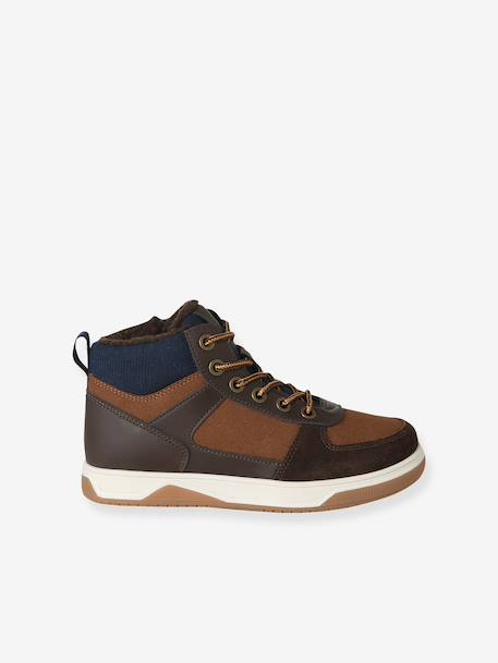 Hoge sneakers voor jongens met veters en klittenband bruin - vertbaudet enfant 