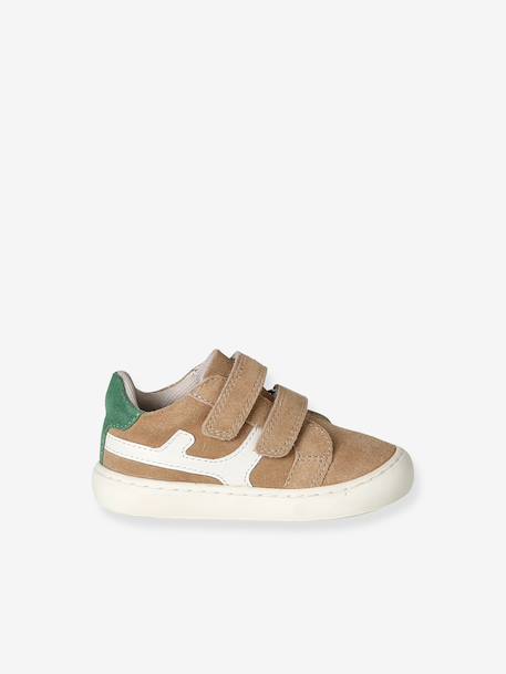 Leren babyschoenen met klittenband zandbeige - vertbaudet enfant 
