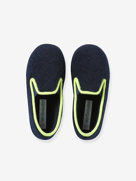 Chaussons velours élastiqués enfant - Fabriqués en France bleu+gris - vertbaudet enfant 