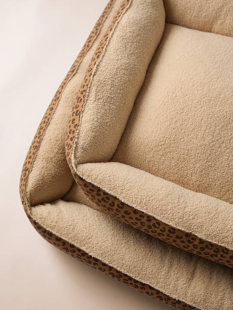 Panier matelassé en velours pour chien, disponible en 3 tailles camel+marron imprimé - vertbaudet enfant 
