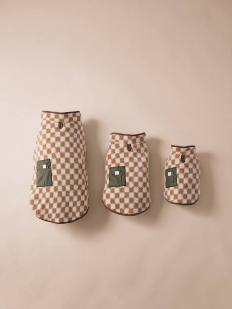 Hondenmantel van fleece beige+bruin, geruit+kaki - vertbaudet enfant 