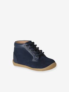 Chaussures-Bottillons lacés cuir souple bébé premiers pas