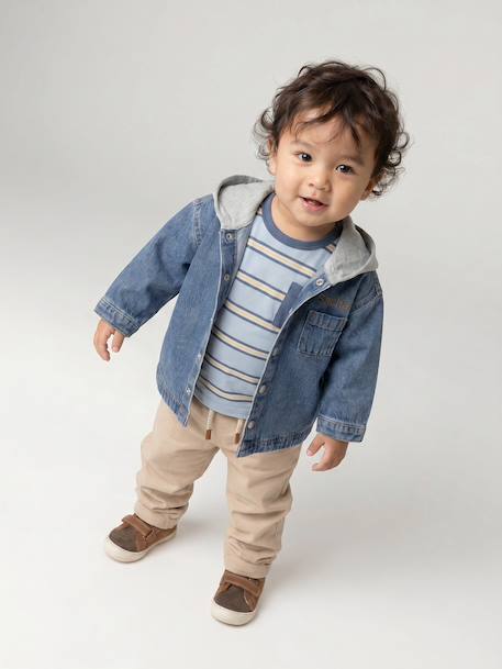 Chemise bébé personnalisable en denim avec capuche stone - vertbaudet enfant 