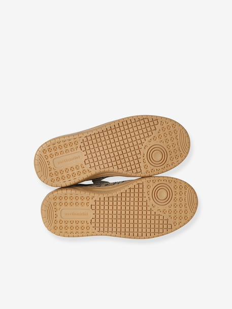 Meisjessneakers van leer met veters beige+bruin+goudgeel - vertbaudet enfant 