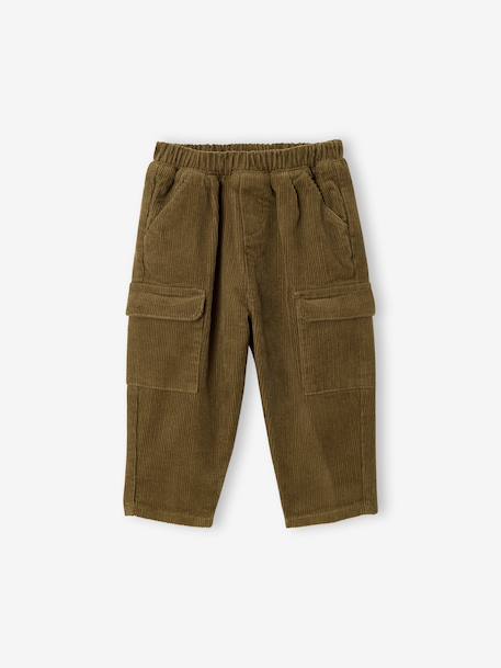 Pantalon bébé garçon velours kaki - vertbaudet enfant 