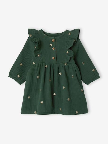 Babyjurk van mousseline groen - vertbaudet enfant 