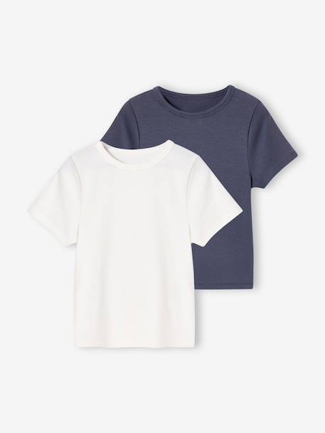 Lot de 2 T-shirts courts fille encre+vieux rose - vertbaudet enfant 
