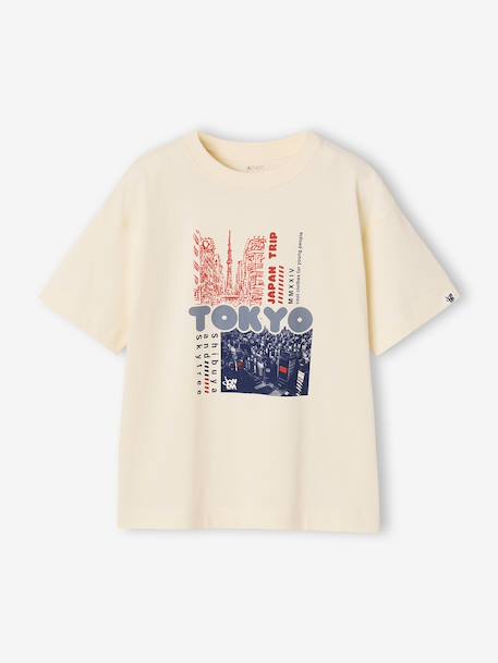 T-shirt met print voor jongens ecru - vertbaudet enfant 