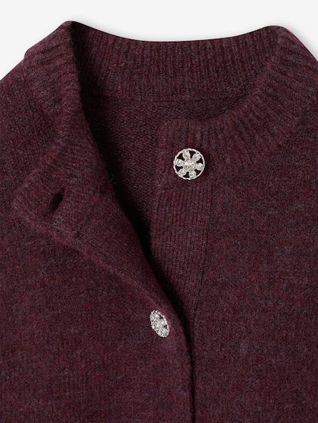 Gilet fille boutons bijoux prune - vertbaudet enfant 