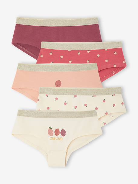 Lot de 5 shorties fille vieux rose - vertbaudet enfant 