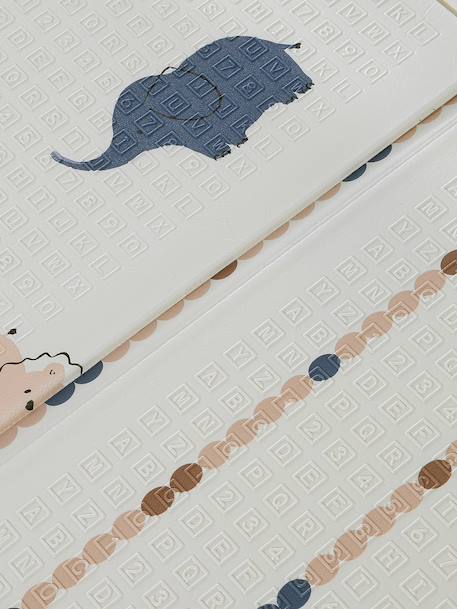 Waterdichte mat voor motoriek beige+ecru+geel+groen+meerkleurig+rozen - vertbaudet enfant 