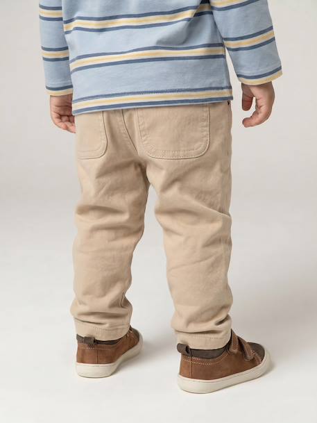 Pantalon en sergé doublé bébé garçon beige+ENCRE+noix de pécan+vert bouteille - vertbaudet enfant 