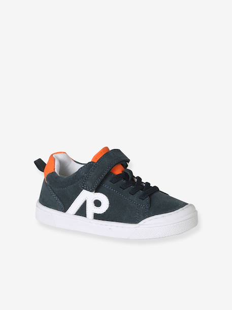 Basket garçon cuir lacets élastiqués marine - vertbaudet enfant 