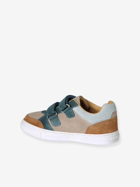 Leren jongenssneakers met klittenband veel bruin - vertbaudet enfant 