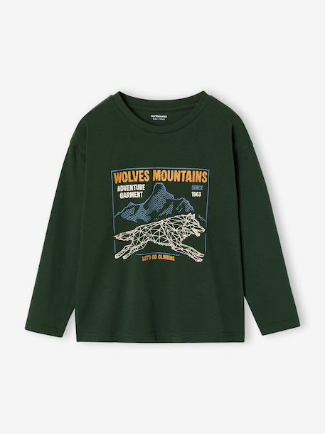 T-shirt manches longues garçon marine+vert - vertbaudet enfant 