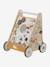 Loopwagen met houten remmen hout+karamel+rozen+wit - vertbaudet enfant 