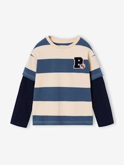 -Tee-shirt rayé effet double manches