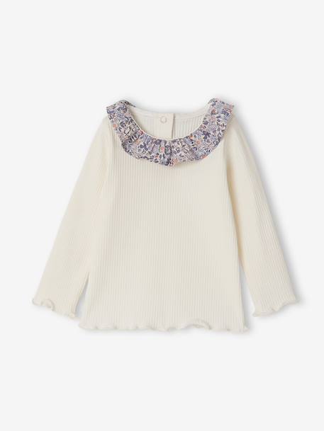 Babyshirt met lange mouwen en kraag ecru - vertbaudet enfant 