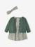 3-delig set jurk +vestje + haarband grijsblauw+groen+oudroze - vertbaudet enfant 