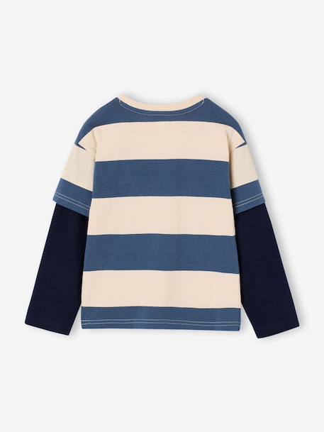 Tee-shirt rayé effet double manches bleu moyen+rayé rouge+rayé vert - vertbaudet enfant 