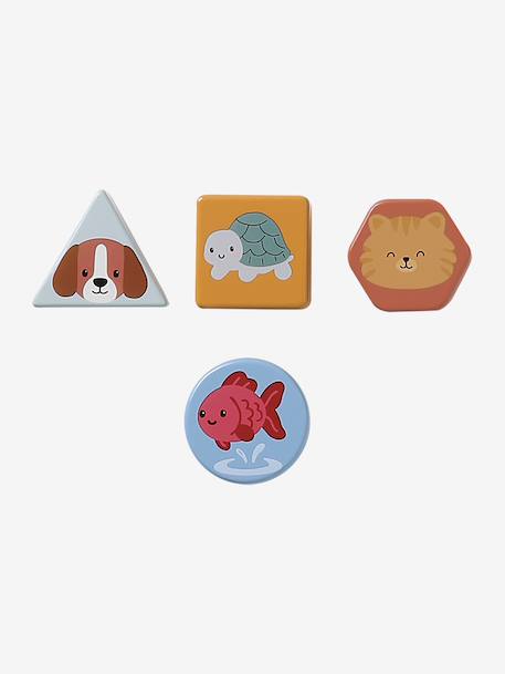 Loopwagen met houten remmen hout+karamel+rozen+wit - vertbaudet enfant 