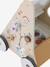 Loopwagen met houten remmen hout+karamel+rozen+wit - vertbaudet enfant 