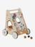 Chariot de marche avec freins en bois FSC® BLANC MOYEN UNI AVEC DECOR+bois+caramel+rose - vertbaudet enfant 