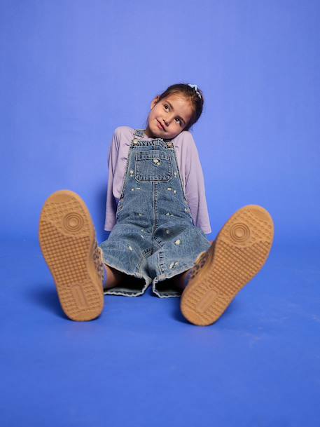 Geborduurde tuinbroek van denim jeansblauw - vertbaudet enfant 