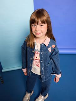 -Denim meisjesjas met ribkraag