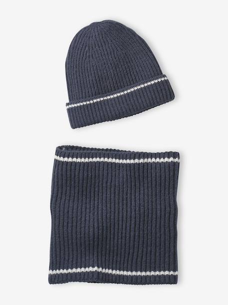 Set jongen muts en colsjaal marineblauw - vertbaudet enfant 